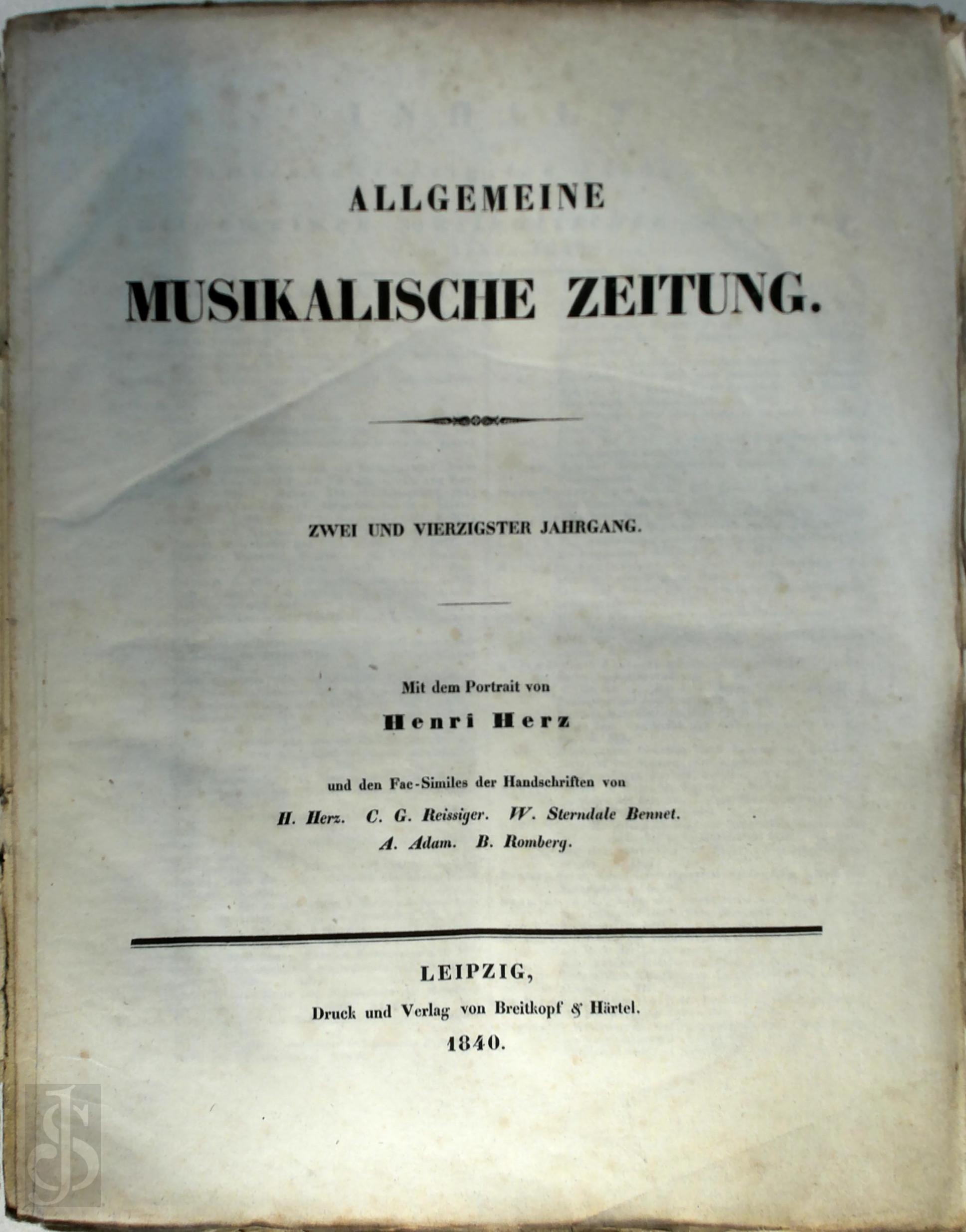 N/a - Allgemeine Musikalische Zeitung.. zwei und vierzigster jahtgang 1840