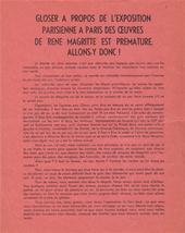 Louis Scutenaire 14034 - Gloser  propos de l`exposition parisienne des œuvres de Ren Magritte est prmature. Allons-y donc !