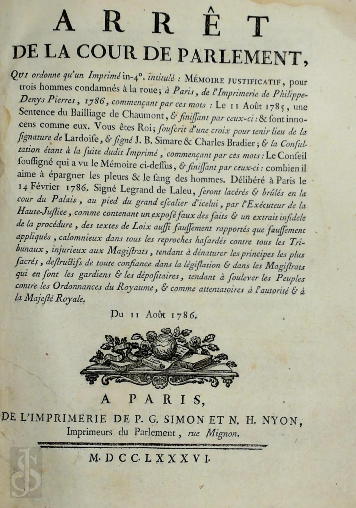 Charles Dupaty 249426, Louis-Auguste Legrand de Laleu 249427 - Mmoire justificatif, pour trois hommes condamns  la roue