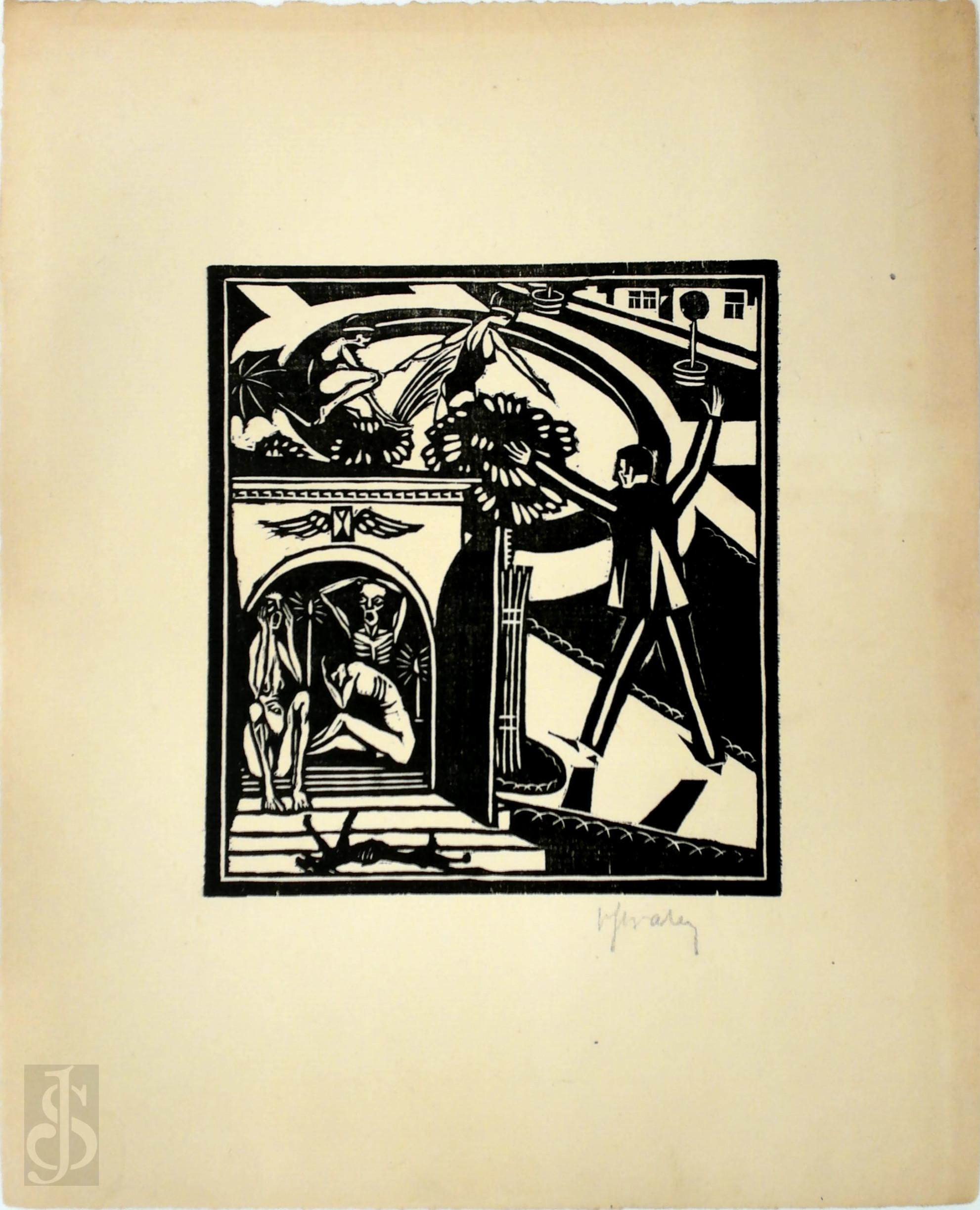 VAN STRATEN, Henri - Henri van Straten - La Dormeuse / 2. Gesigneerde lino op Van Gelder