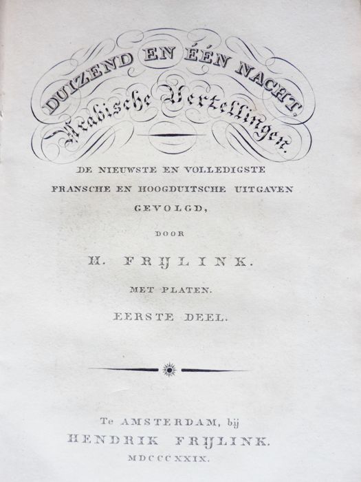 Hendrik Frijlink 261890 - Duizend en n nacht. Arabische vertellingen 9 delen