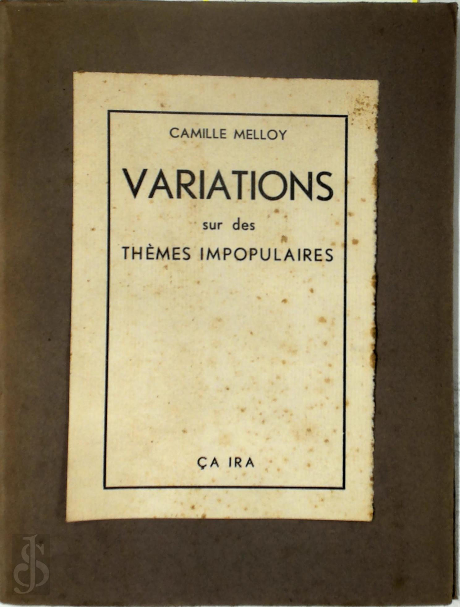 Camille Melloy 16040 - Variations sur des Thmes Impopulaires [ex. II/X sur Van Gelder]