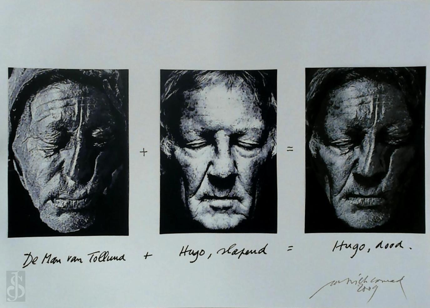 CONRAD, Patrick - Patrick Conrad - De Man van Tollund + Hugo, slapend. Originele collage, gesigneerd 2009