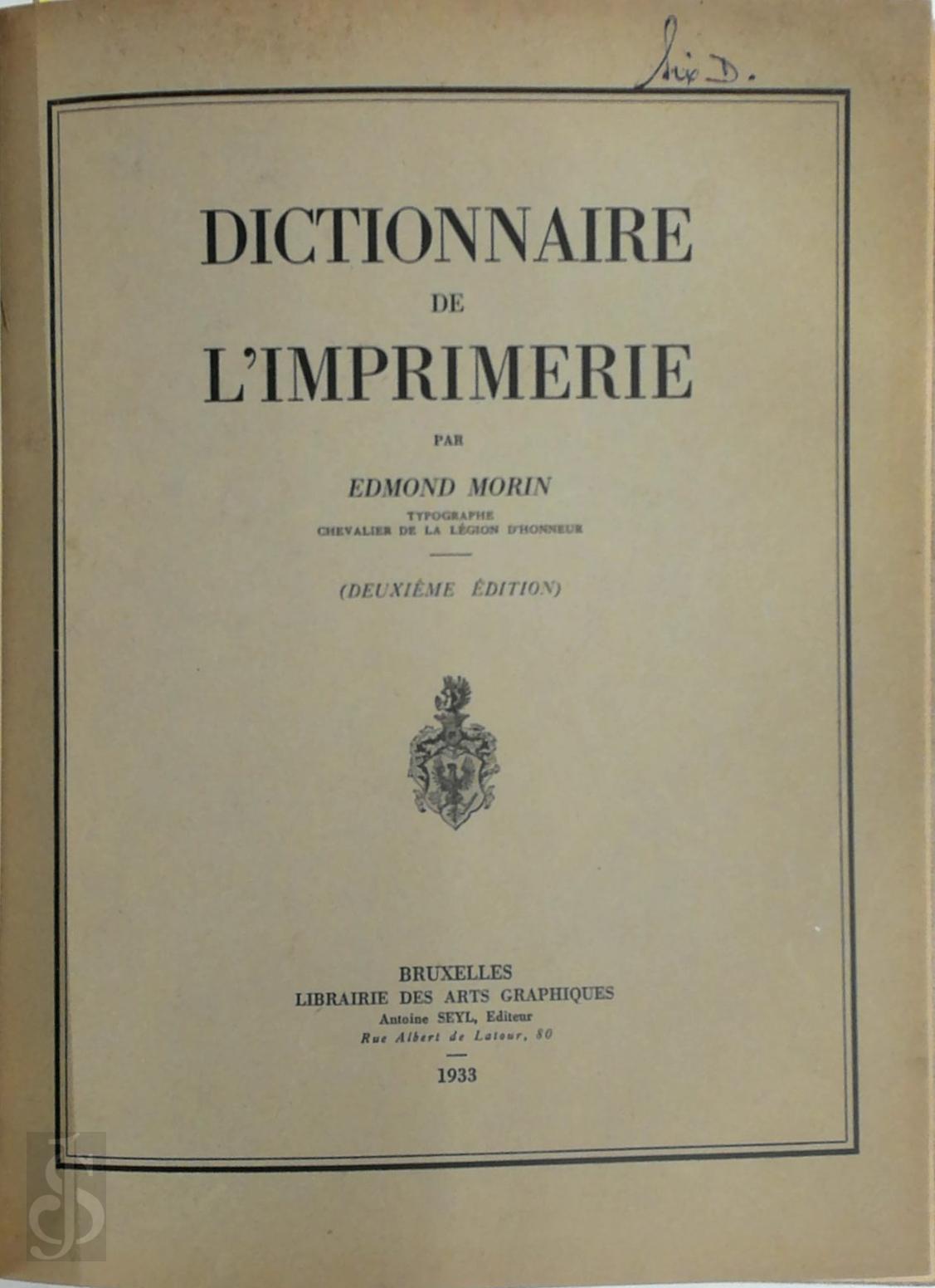 Edmond Morin 275695 - Dictionnaire de l'Imprimerie