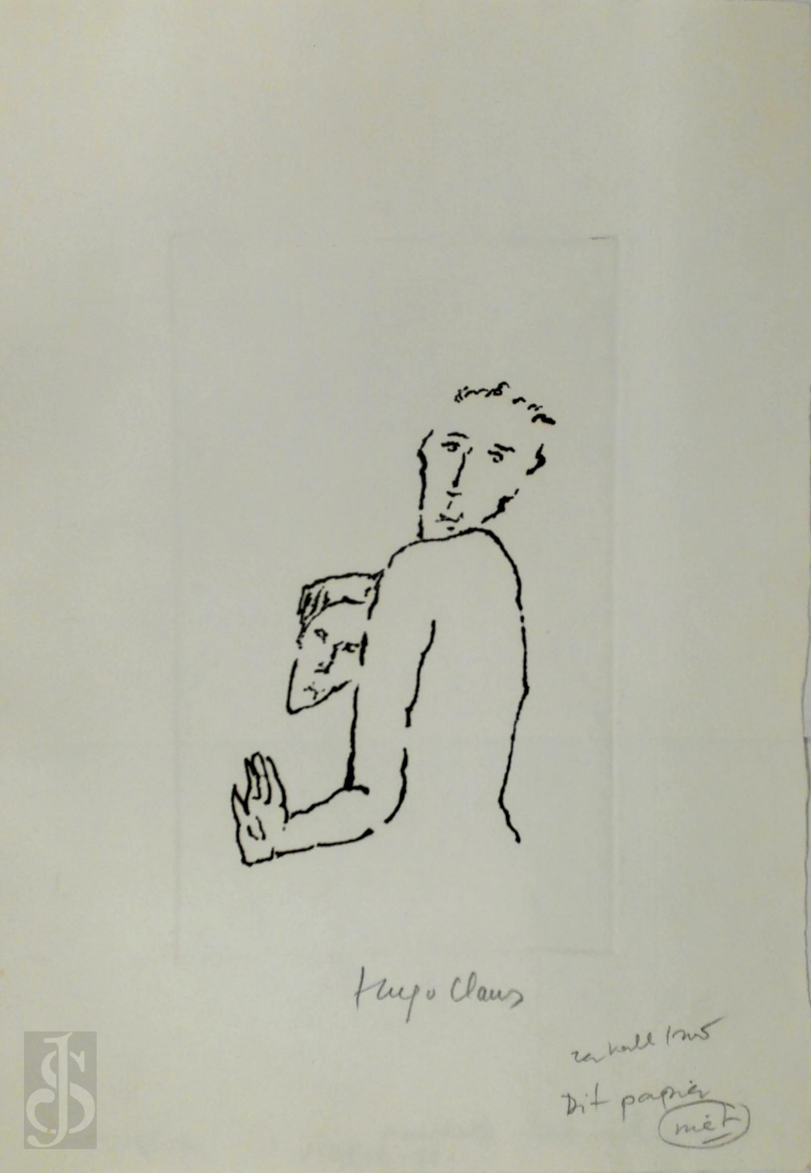 CLAUS, Hugo - Claus - Ontmoeting met Hans Andreus. Originele ets - proefdruk, gesigneerd