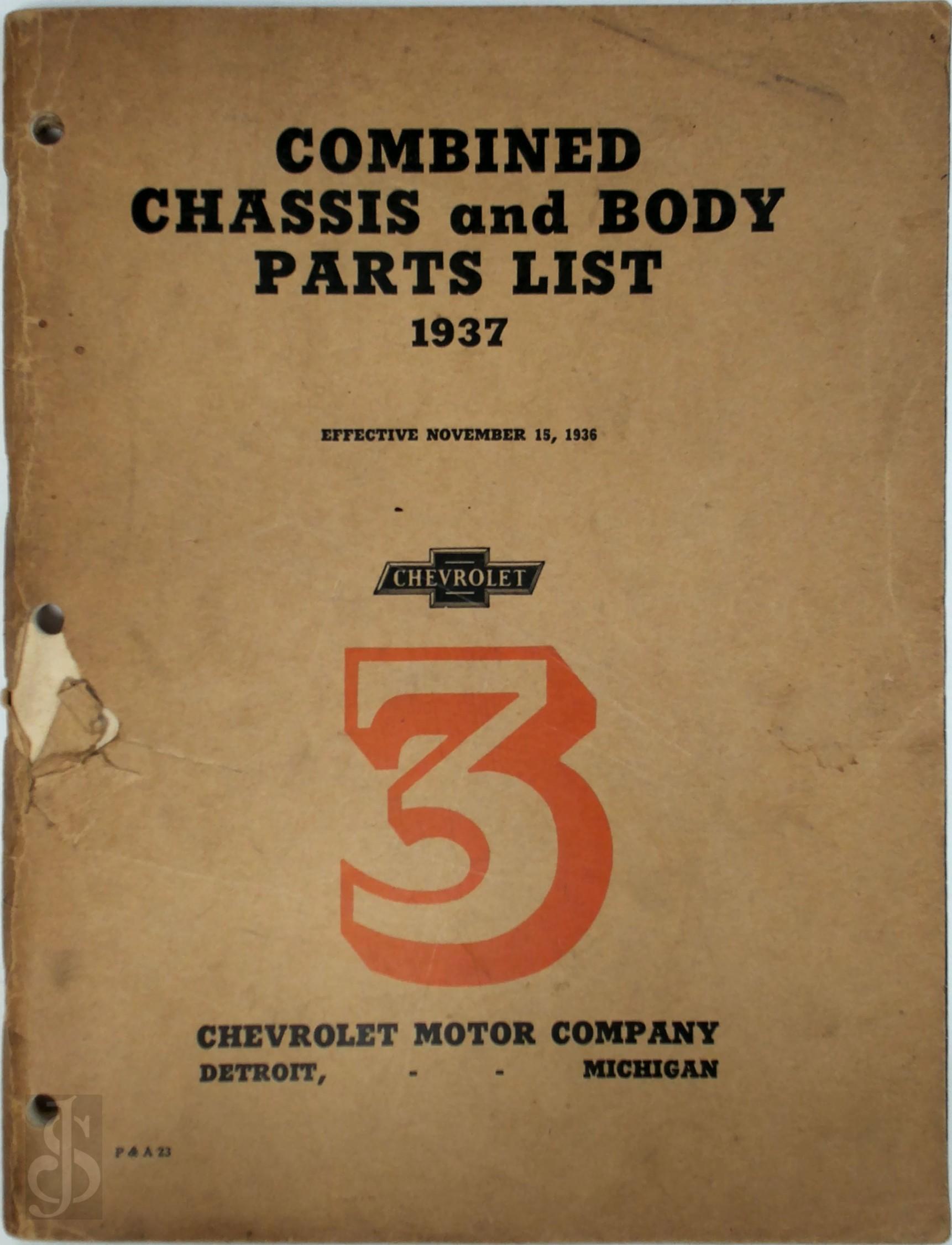  - 1937 Chevrolet Combined Chassis and Body Parts List