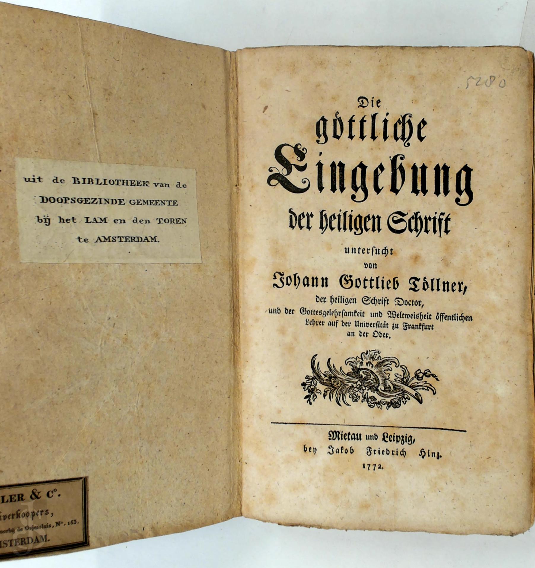 Johann Gottlieb Tllner 286014 - Die gttliche Eingebung der heiligen Schrift