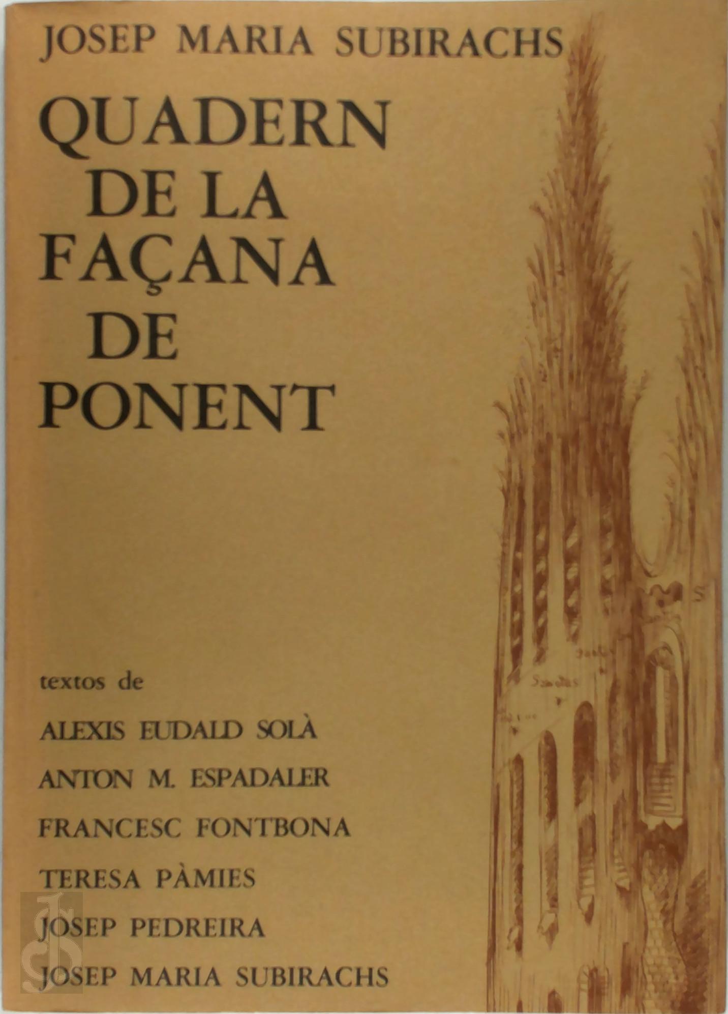 Josep Maria Subirachs - Quadern de la faana del ponent