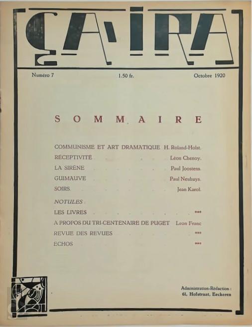 Paul Neuhuys 12116 - a Ira. Revue Mensuelle d`Art et de Critique. No 7, Octobre 1920
