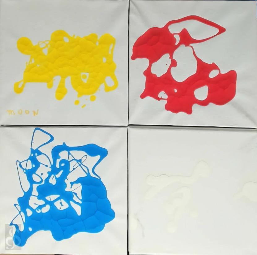 KLEIN, Ben - Ben Klein - 'Moon'. [4 originele schilderijen op doek]