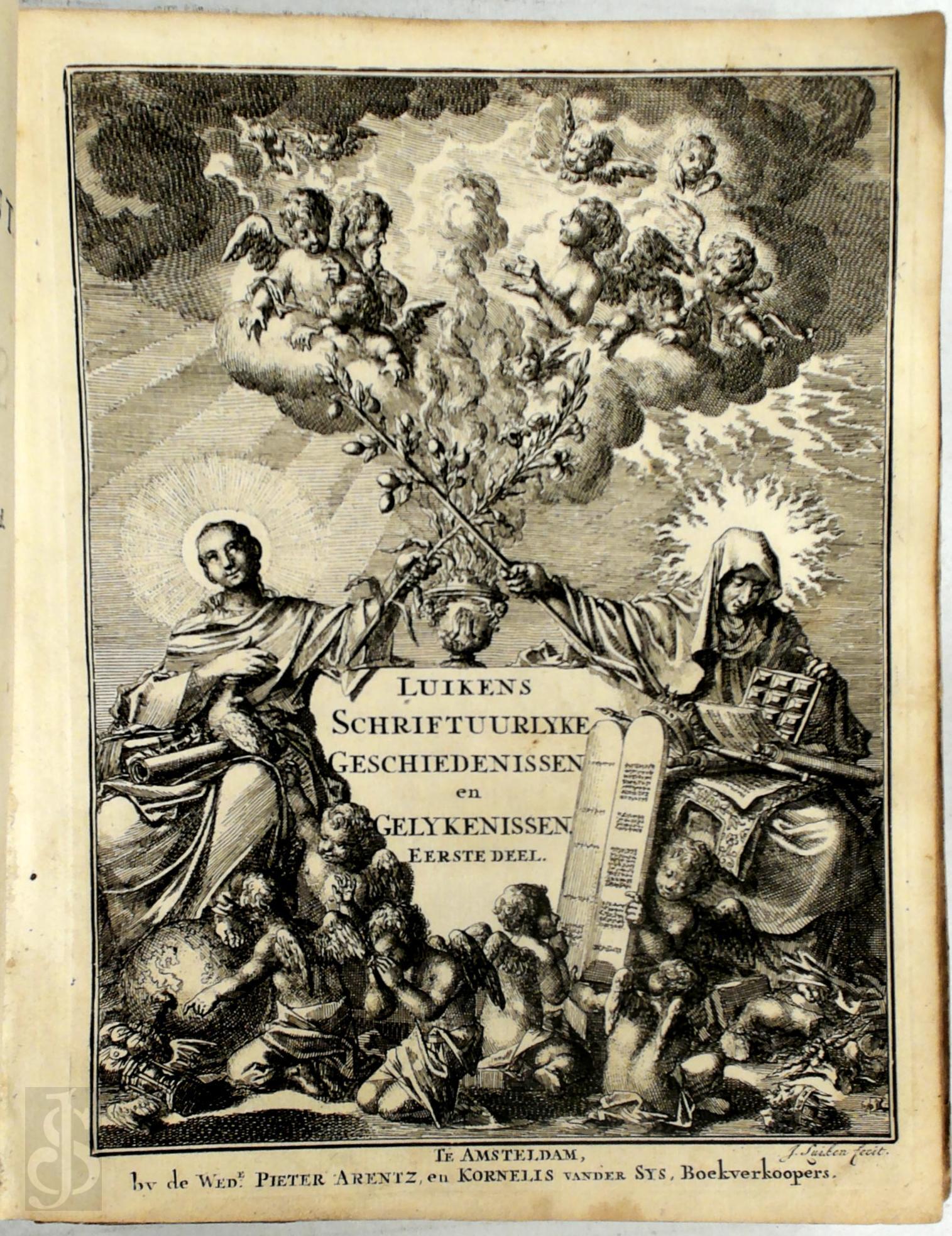 Jan Luyken 18111 - De schriftuurlyke geschiedenissen en gelykenissen, van het Oude en Nieuwe Verbond. Vertoonende drie honderd zeven en dertig konstige figuuren. Verrykt met bybelse verklaaringen en stichtelyke verzen