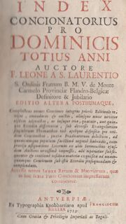 Index concionatorius pro dominicis totius anni - Leo a Sancto Laurentio