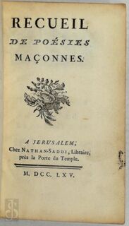 Recueil de poésies maçonnes - L'Ecole des francs-maçons - Martin Couret de Villeneuve
