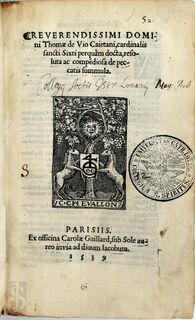 Reverendissimi domini Thomæ de Vio Cajetani, cardinalis Sancti Sixti perquam docta, resoluta ac compendiosa de peccatis Summula - Thomas de Vio Cajetanus