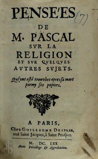 Pensées de M. Pascal [contrefaçon] - Blaise Pascal