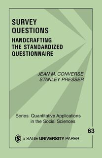 Survey Questions - Jean M. Converse, Stanley Presser (ISBN 9780803927438)