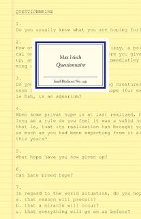 Questionnaire - Max Frisch (ISBN 9783458194354)