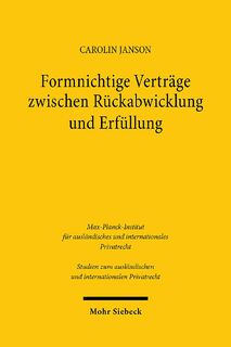 Formnichtige Vertrage zwischen Ruckabwicklung und Erfullung - Carolin Janson (ISBN 9783161637360)