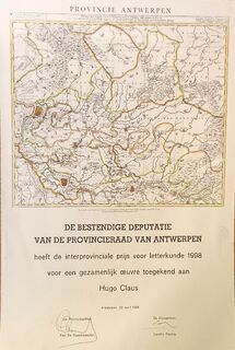 Hugo Claus - Interprovinciale prijs voor letterkunde 1998 voor een gezamenlijk oeuvre - CLAUS, Hugo