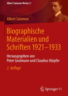 Biographische Materialien und Schriften 1921-1933 - Albert Salomon (ISBN 9783658378875)
