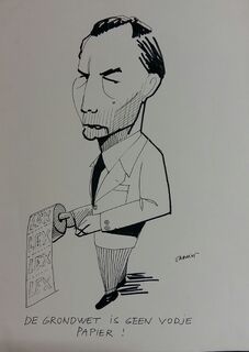 Jan Vanriet - 'De grondwet is geen vodje papier!' - originele tekening - VANRIET, Jan