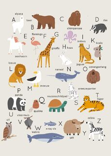 Poster Dierenalfabet - Educatief (ISBN 2500015061655)