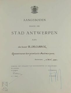 Antwerpen [ex. geschonken aan de Antwerpse gouverneur Declerck] - Lode Craeybeckx, F. Claes