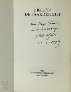 De paardendief [met opdracht aan Hugo Claus] - J. Ritzerfeld, Oscar Timmers [Pseud. Van]