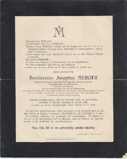 Mercier - Rouwbericht - MERCIER, Kardinaal