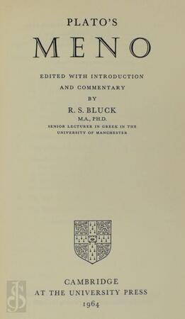 Plato's Meno - R.S. Bluck