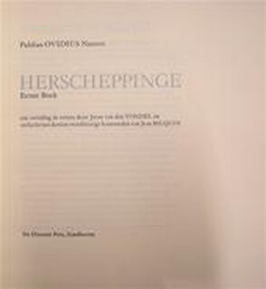 Herscheppinge. Eerste Boek - Joost van den Vondel, Publius Ovidius Nazo