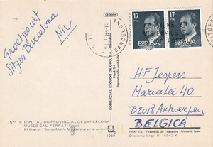 Van Bruggen aan H.Fl. Jespers - Briefkaart Barcelona - VAN BRUGGEN, Nic