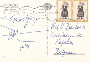 Van Bruggen aan Walter Beckers - Briefkaart Thira - VAN BRUGGEN, Nic