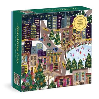 Joy Laforme Sparkling City 1000 Piece Foil Puzzle In a Square Box - Galison (ISBN 9780735376410)