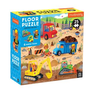 Construction Site 25 Piece Floor Puzzle with Shaped Pieces - Mudpuppy (ISBN 9780735376915)