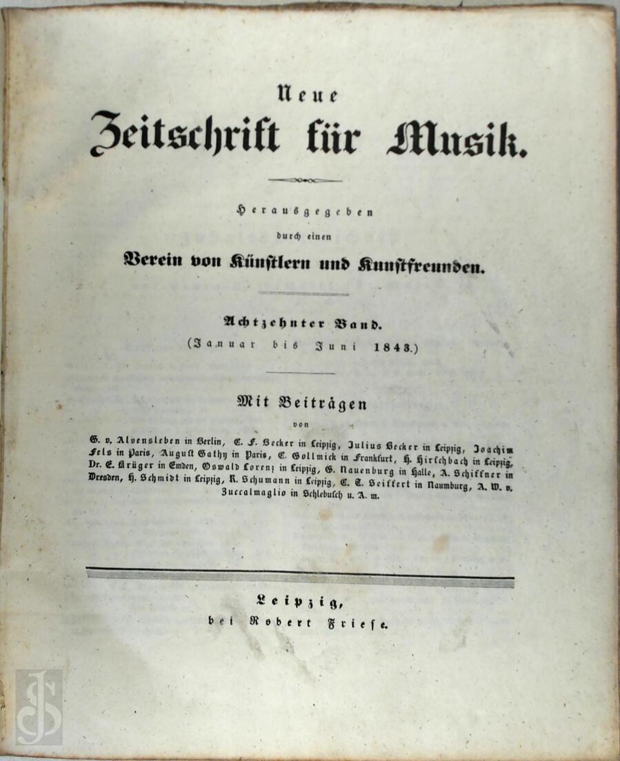 Neue zeitschrift für Musik. Achtzehnter band (Januar bis Juni 1843