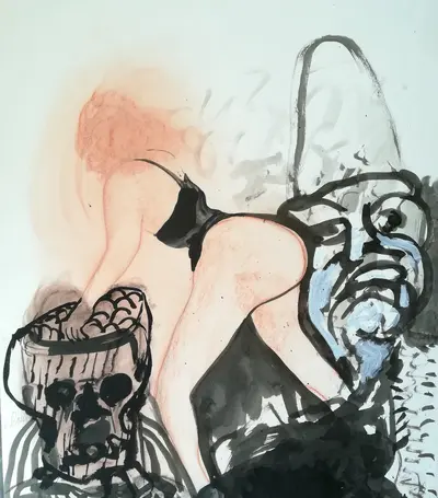 Hugo Claus - [vrouw / pierrot / doodshoofd] - CLAUS, Hugo