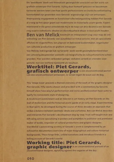 Werktitel: Piet Gerards, grafisch ontwerper - Ben Van Melick
