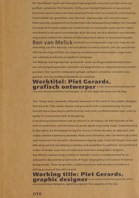 Werktitel: Piet Gerards, grafisch ontwerper - Ben Van Melick 1