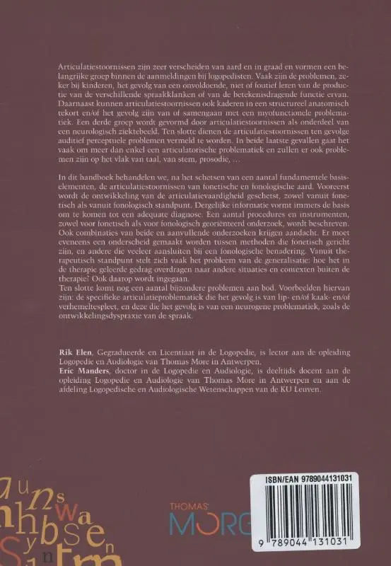 Articulatie en fonologische stoornissen - Rik Elen, Eric Manders 2