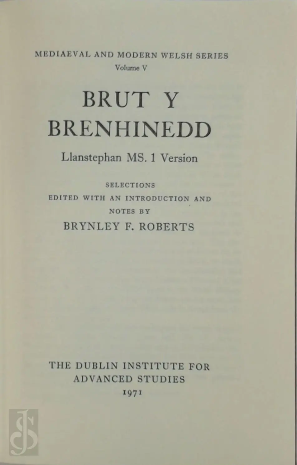 Brut Y Brenhinedd - Brynley F. Roberts (Edit.) 1